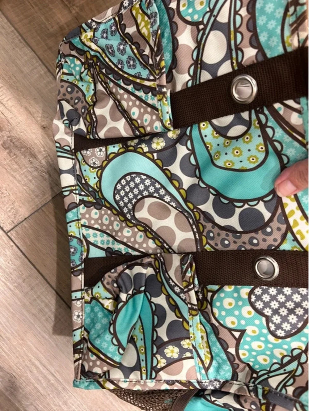 Thirty-One Organizing Utility Tote Bag Paisley Pattern Brown Shoulder Strap
